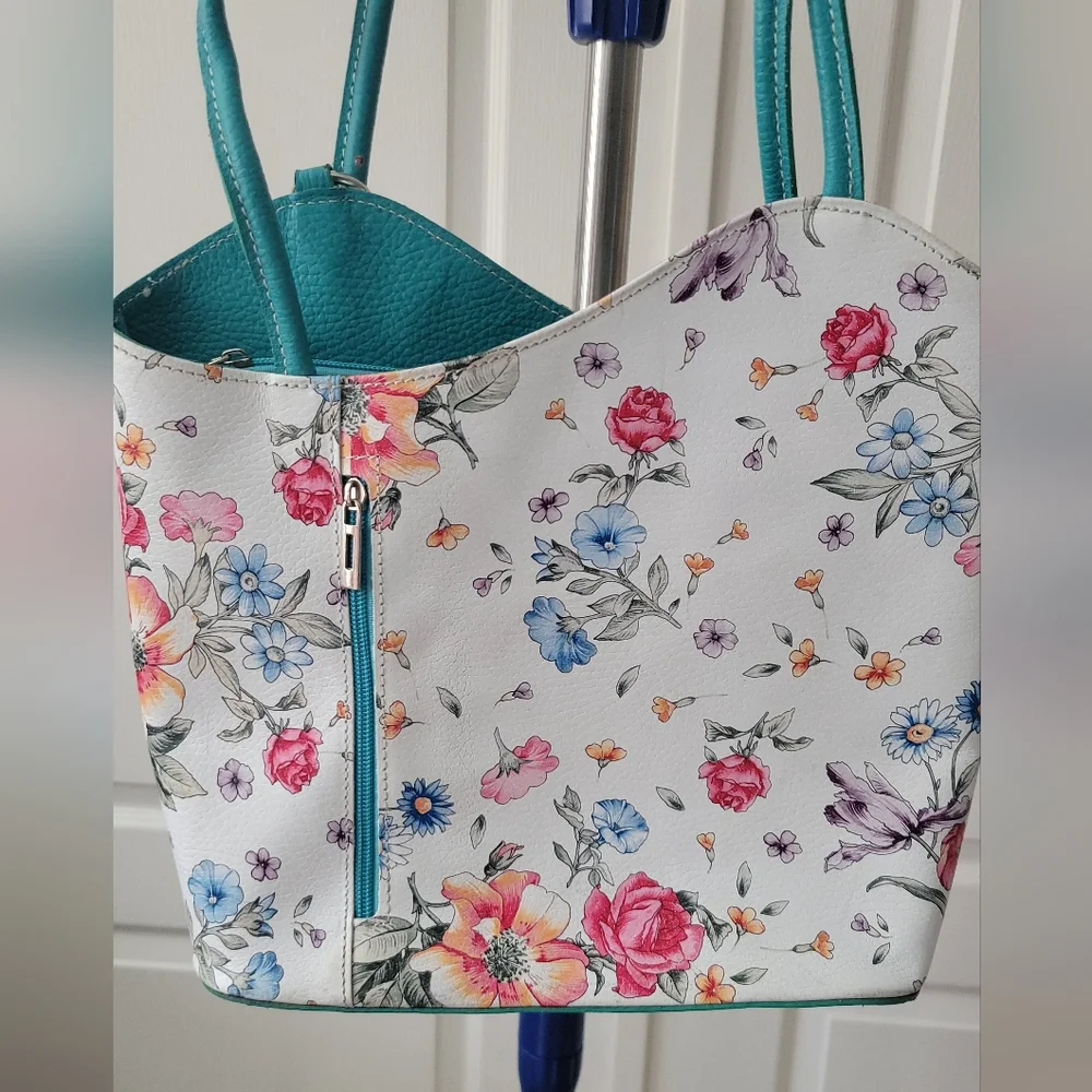 Borse In Pelle Purse Floral Leather Crossbody Purse Made In Italy Zip Tote